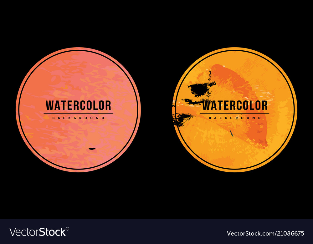 Watercolor circle background set with text vector image Watercolor circle background set with text