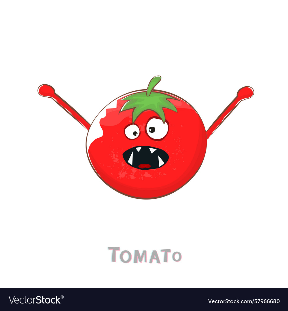 Angry red tomato kawaii cartoon style