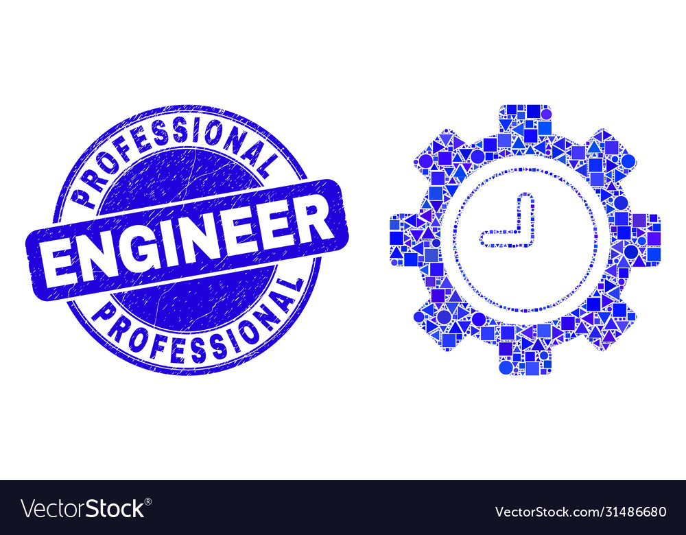 Blue grunge professional engineer stamp seal