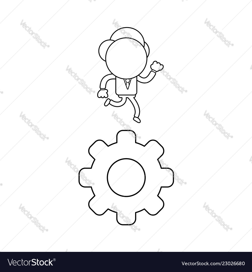 Businessman character running on gear black