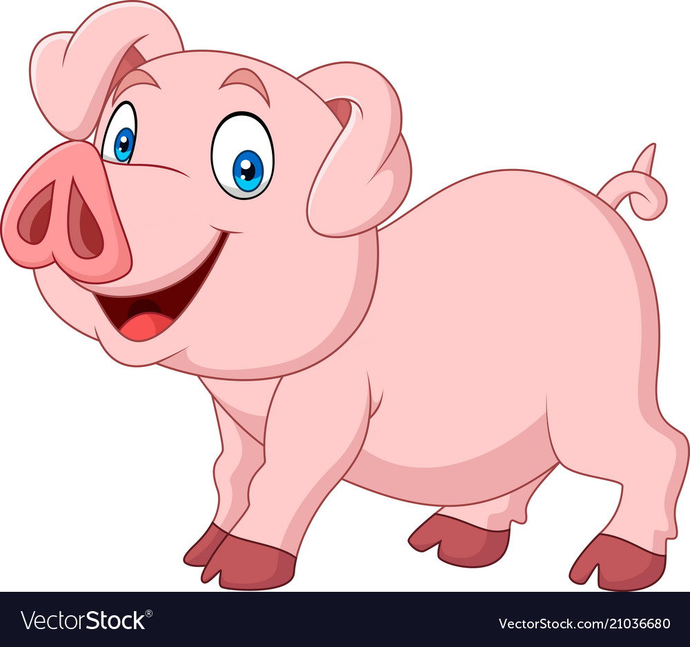 Cartoon happy pig isolated on white backgr Vector Image