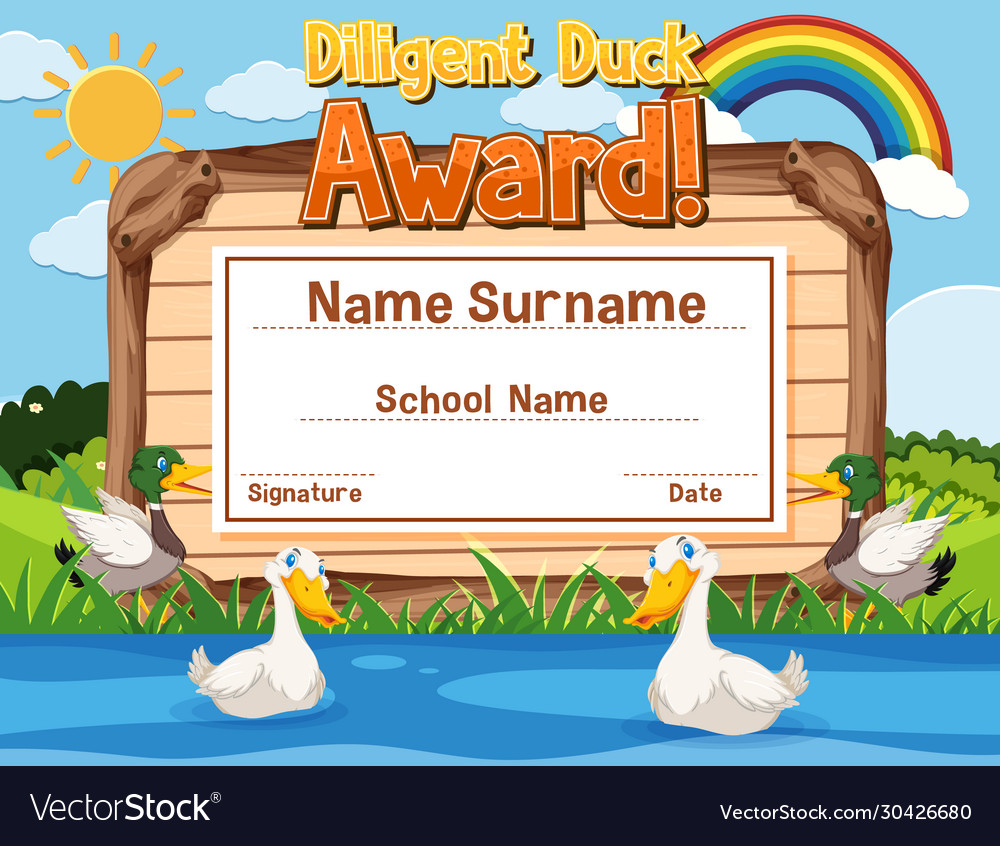 Certificate template design for diligent duck