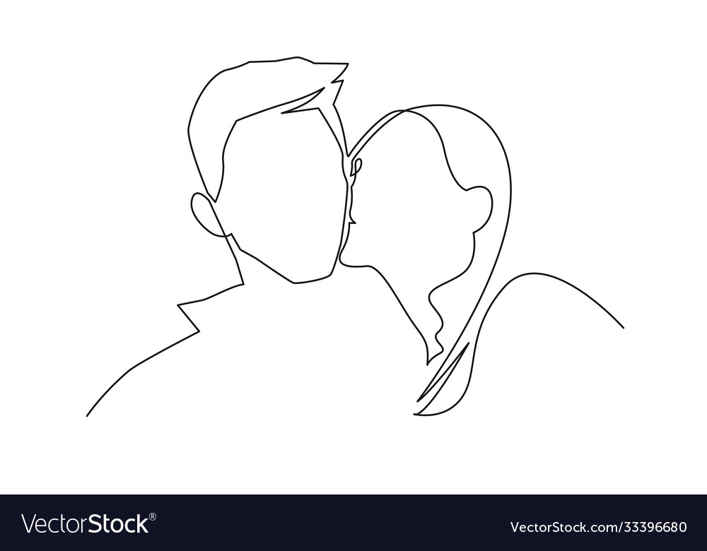 Line art of kissing couple vector image on VectorStock in 2023