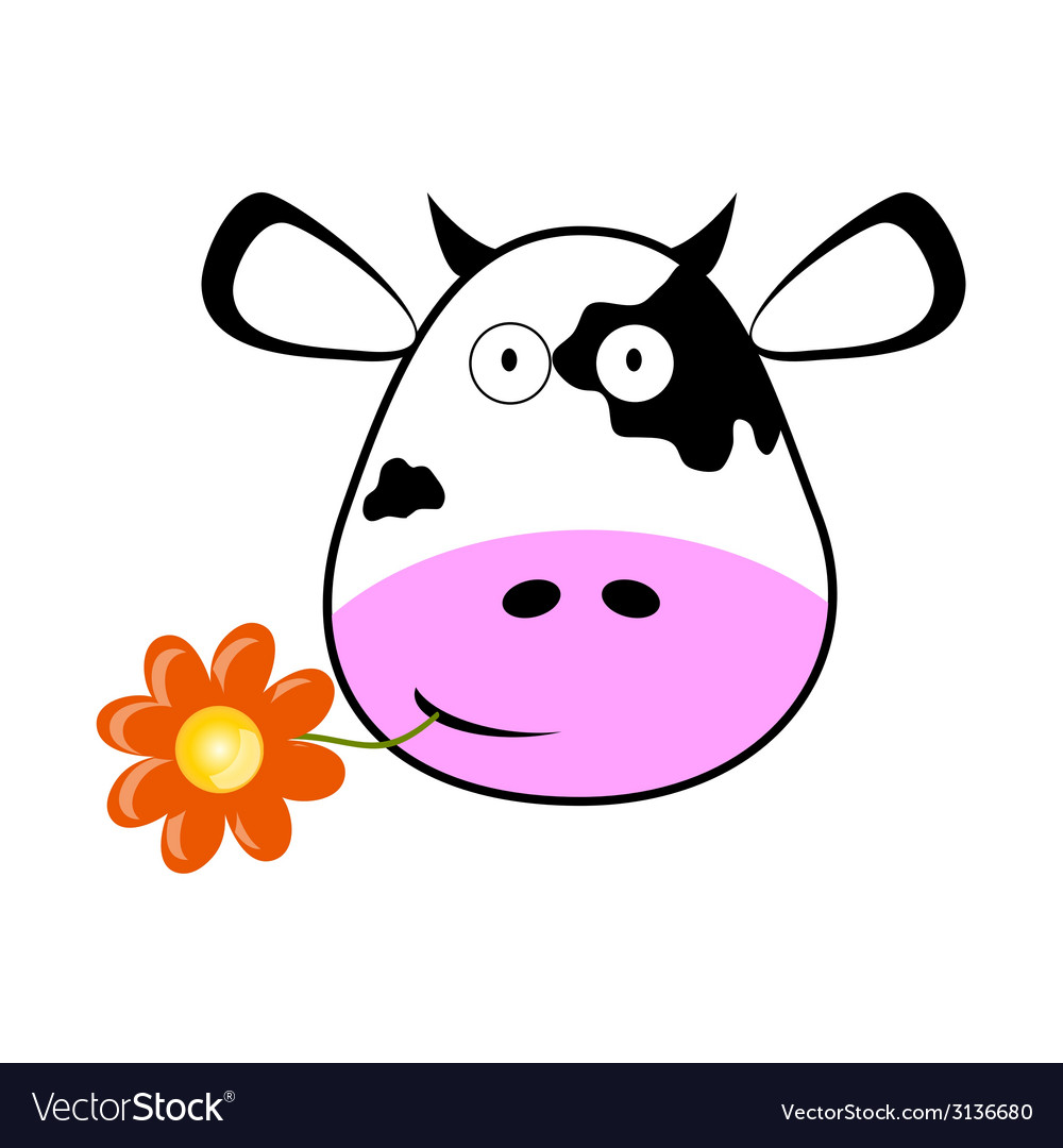 Cow head with a flower