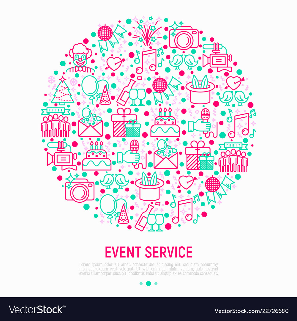 Event services concept in circle