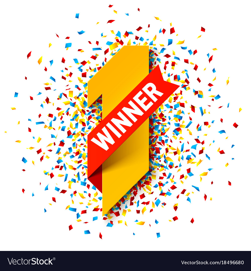 First winner number one with red ribbon and Vector Image