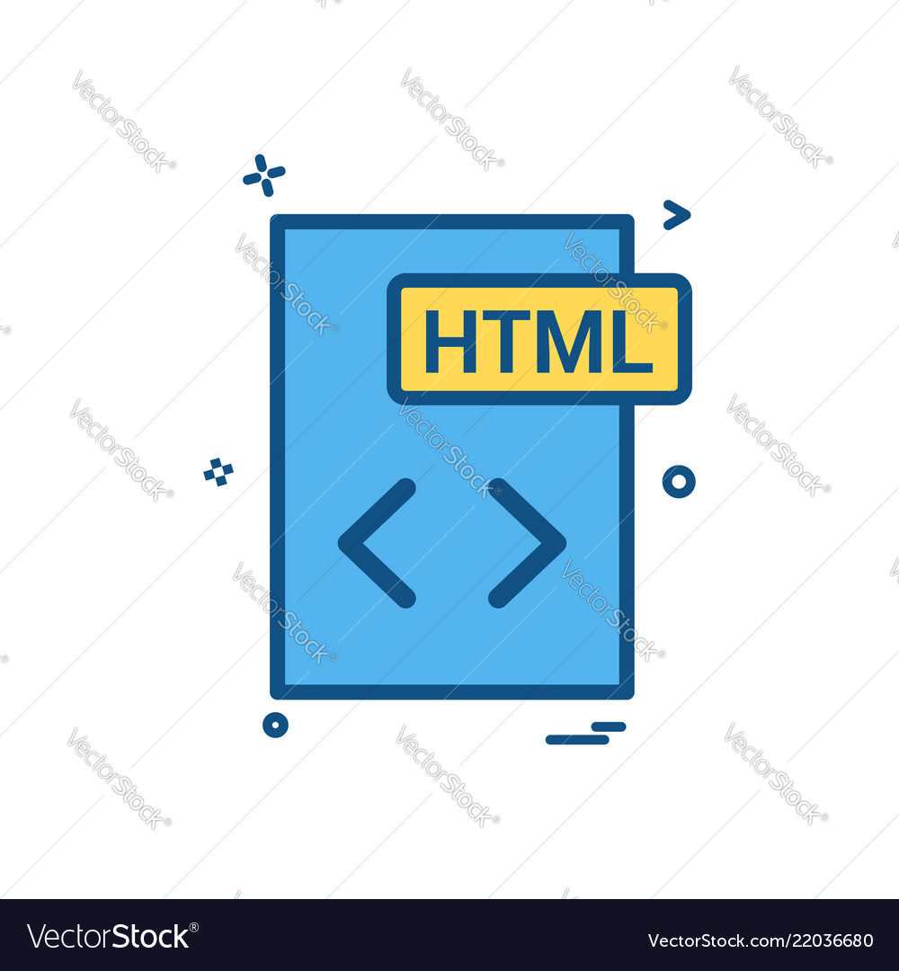 Html file format icon design Vector Image Html file format icon design
