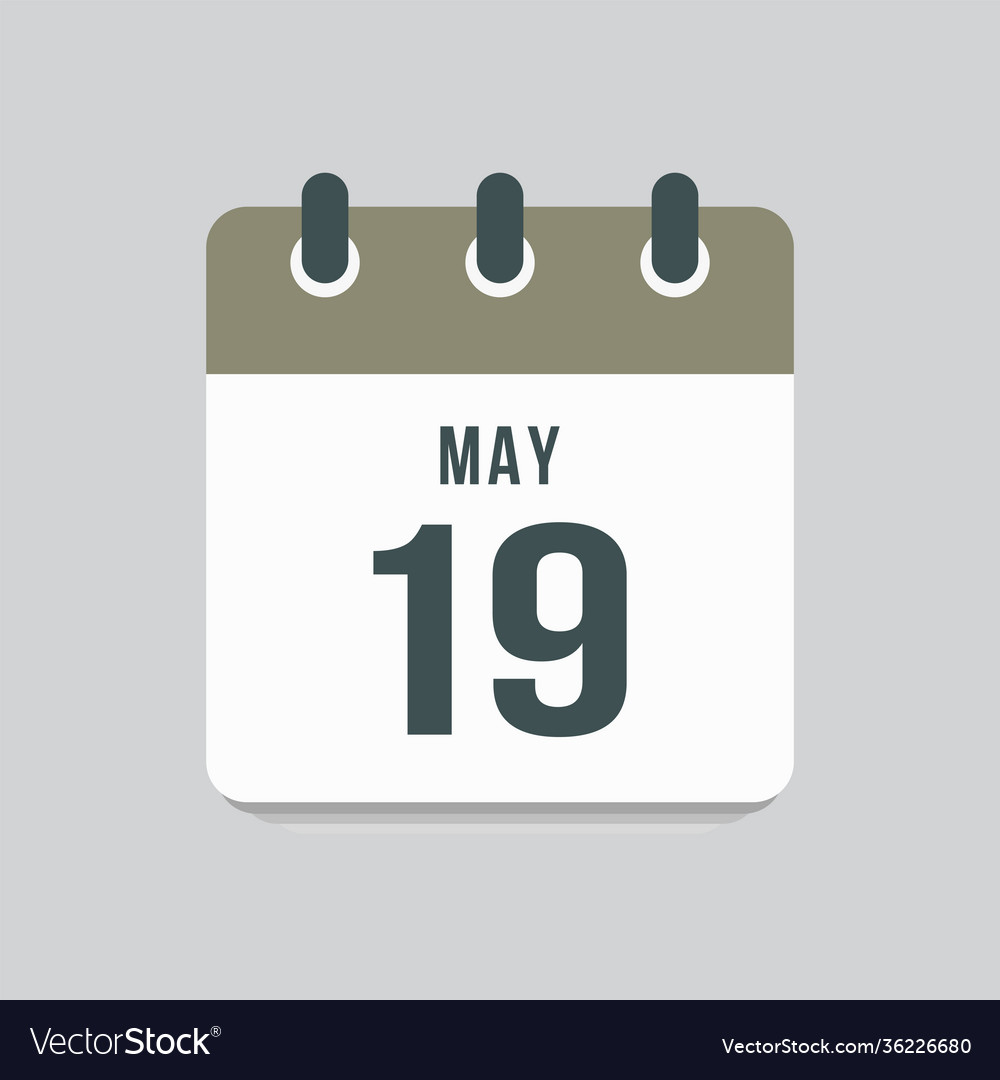 Icon day date 19 may template calendar page Vector Image