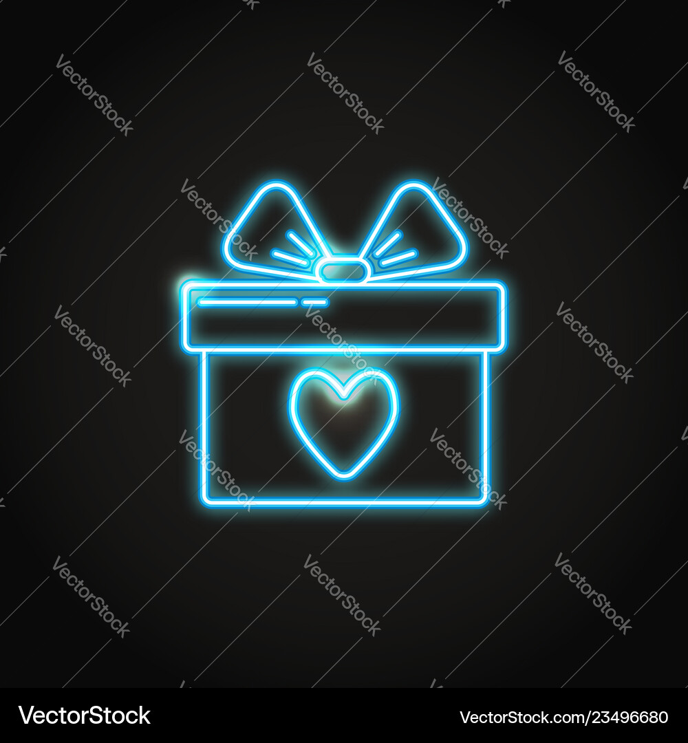 Neon gift box icon in line style Royalty Free Vector Image