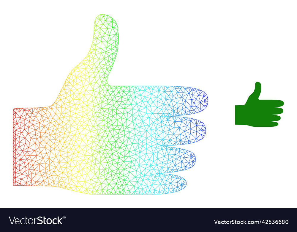 Rainbow net gradient thumb up icon vector image Rainbow net gradient thumb up icon