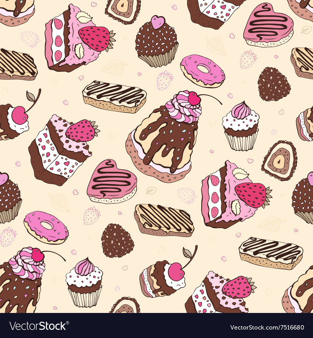 Seamless cupcake pattern