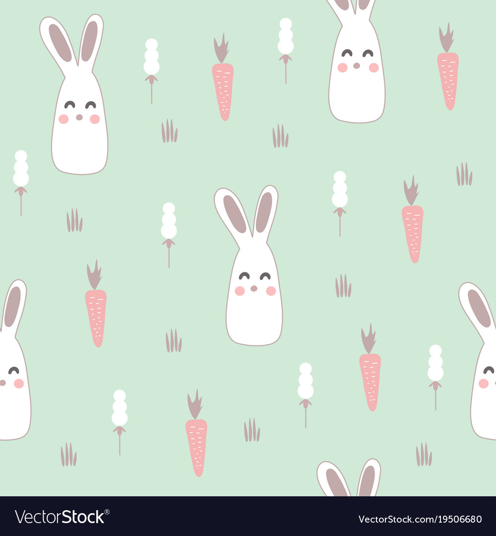 Seamless pattern with cute hare