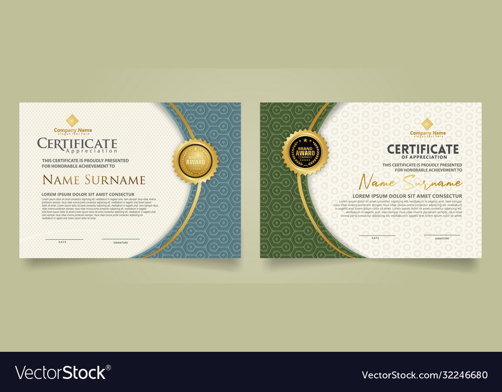 Set horizontal certificate template with maze vector image Set horizontal certificate template with maze