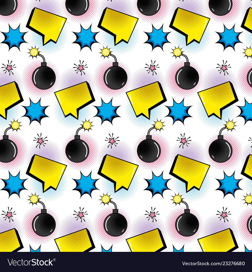 Set icons pop art style pattern