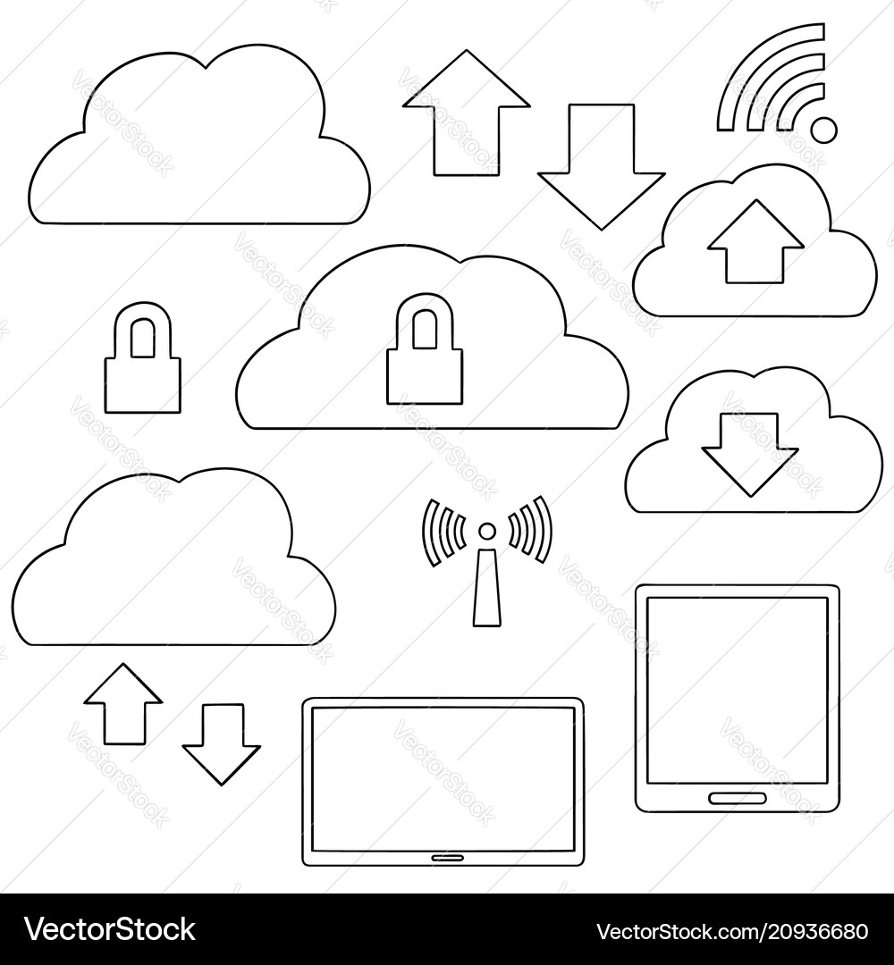 Set of cloud storage Royalty Free Vector Image