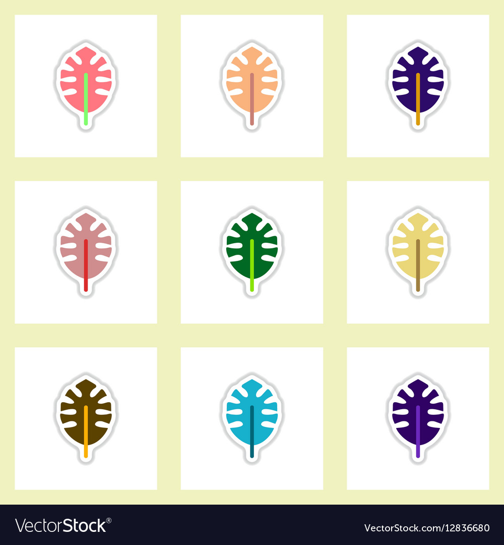 Set of labels with shadow leafs icon design
