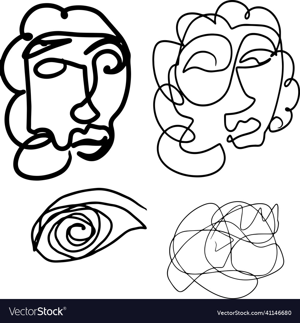Sketch of black design faces and patterns Vector Image Sketch of black design faces and patterns