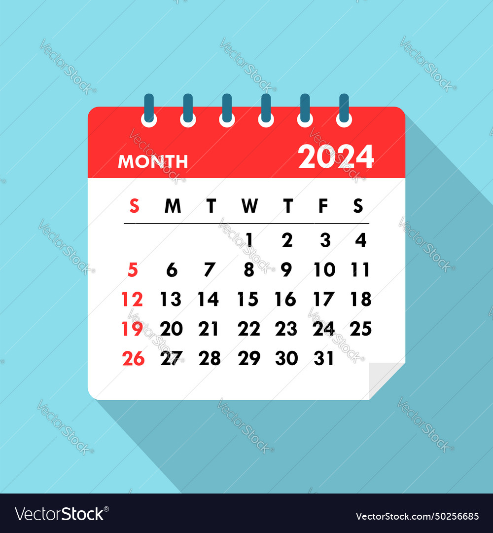 2024 calendar icon year month business long shadow