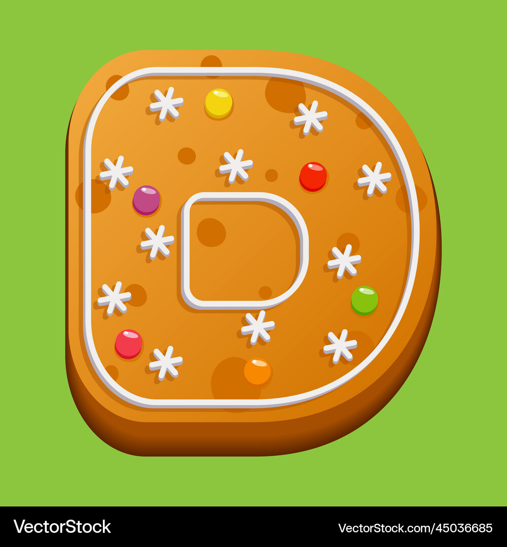 Christmas gingerbread cookie gingerbread letter d Vector Image