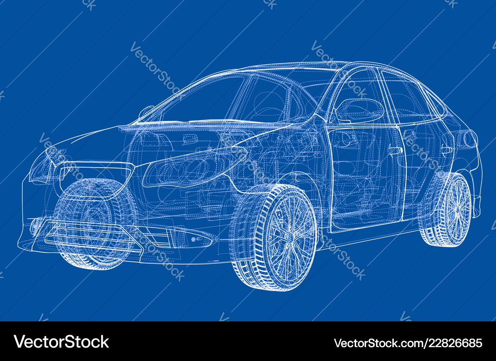 Concept car rendering 3d Royalty Free Vector Image