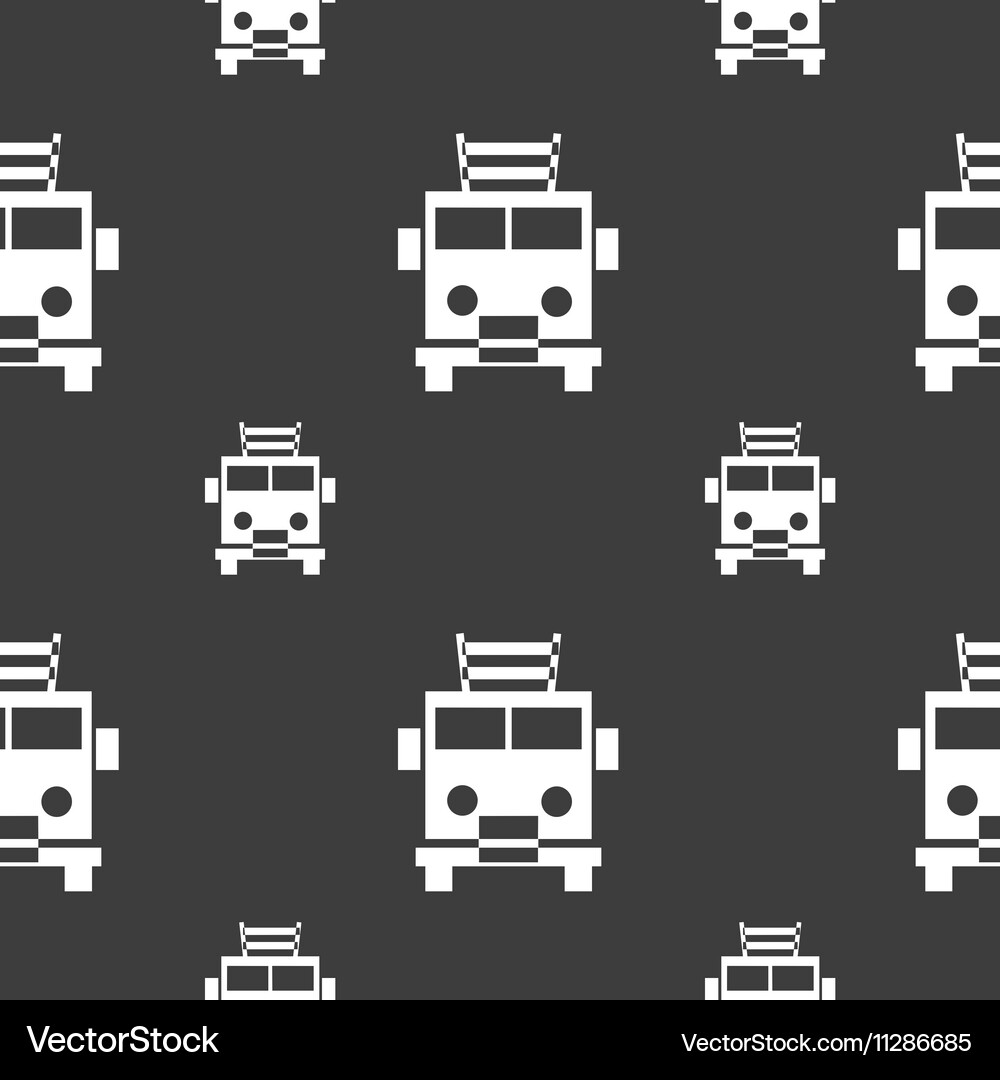 Fire engine icon sign seamless pattern on a gray Vector Image