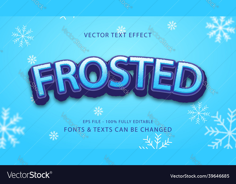 Frosted editable 3d text style effect vector image Frosted editable 3d text style effect