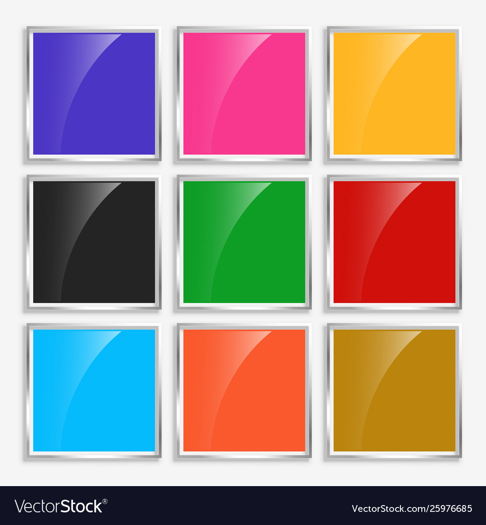 Glossy Metal Square Buttons