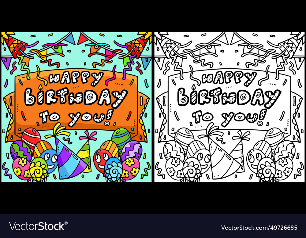 Happy birthday to you banner coloring