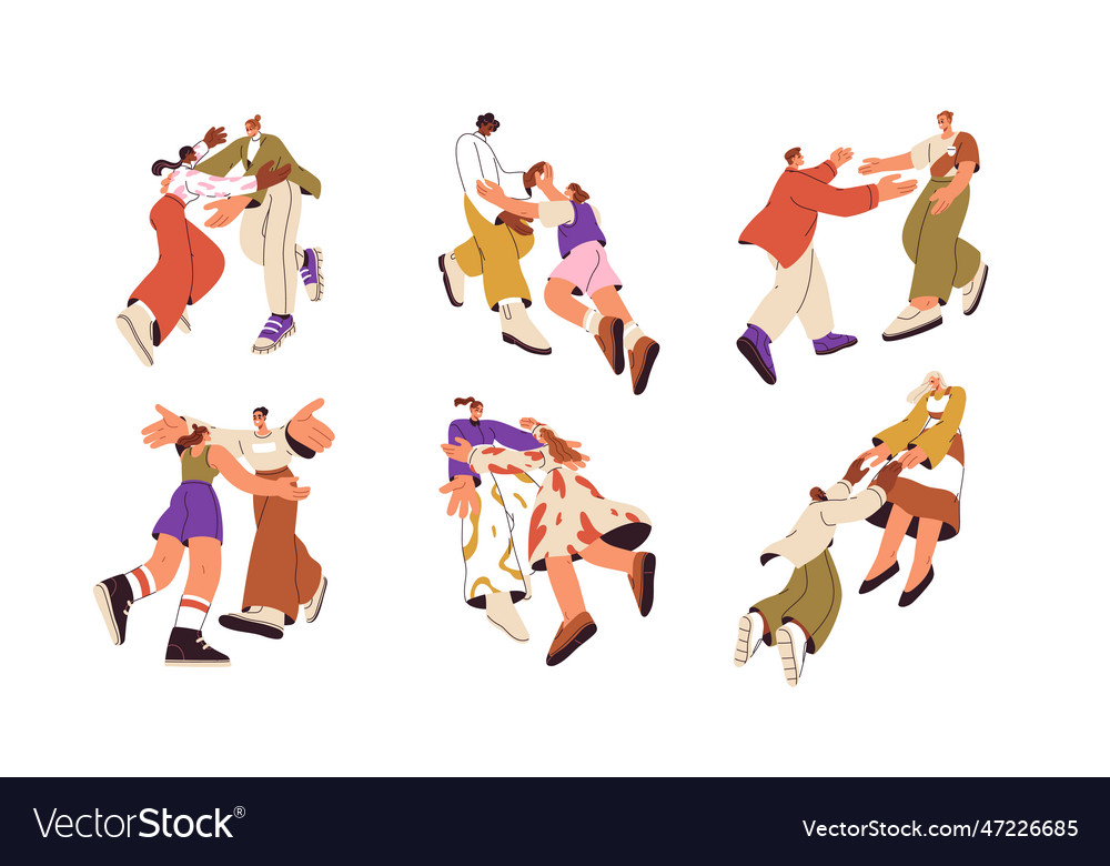 People meet go towards each other happy Royalty Free Vector