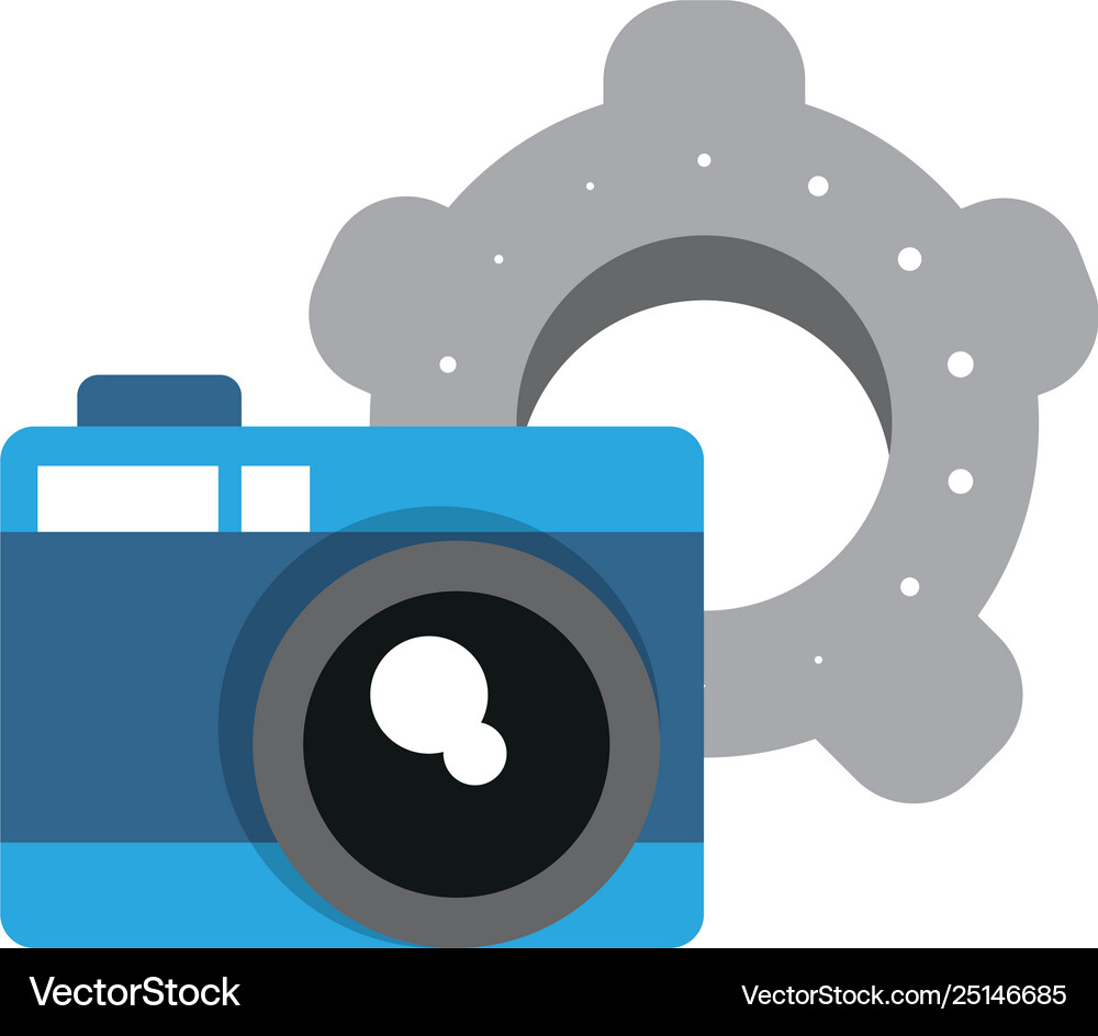 Photographic camera and gears Royalty Free Vector Image