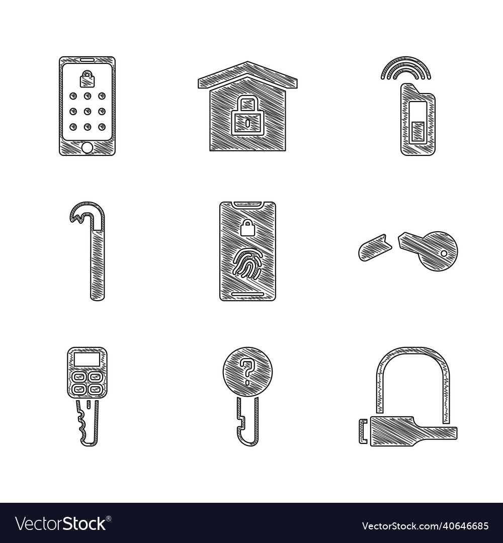 Set mobile with fingerprint scan undefined key vector image Set mobile with fingerprint scan undefined key