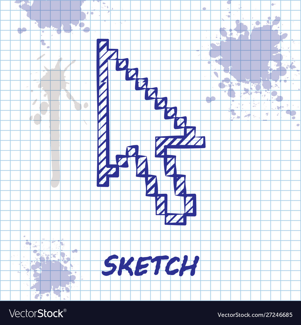 Sketch line pixel arrow cursor icon isolated vector image Sketch line pixel arrow cursor icon isolated
