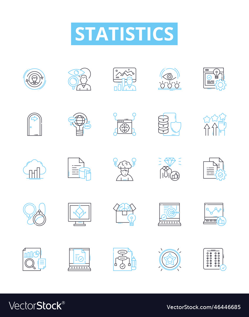 Statistics line icons set statistic vector image Statistics line icons set statistic