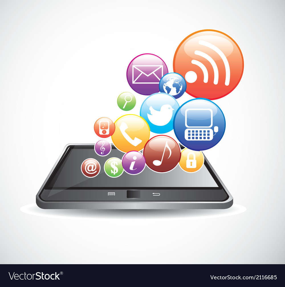Tablet computer with colorful icons