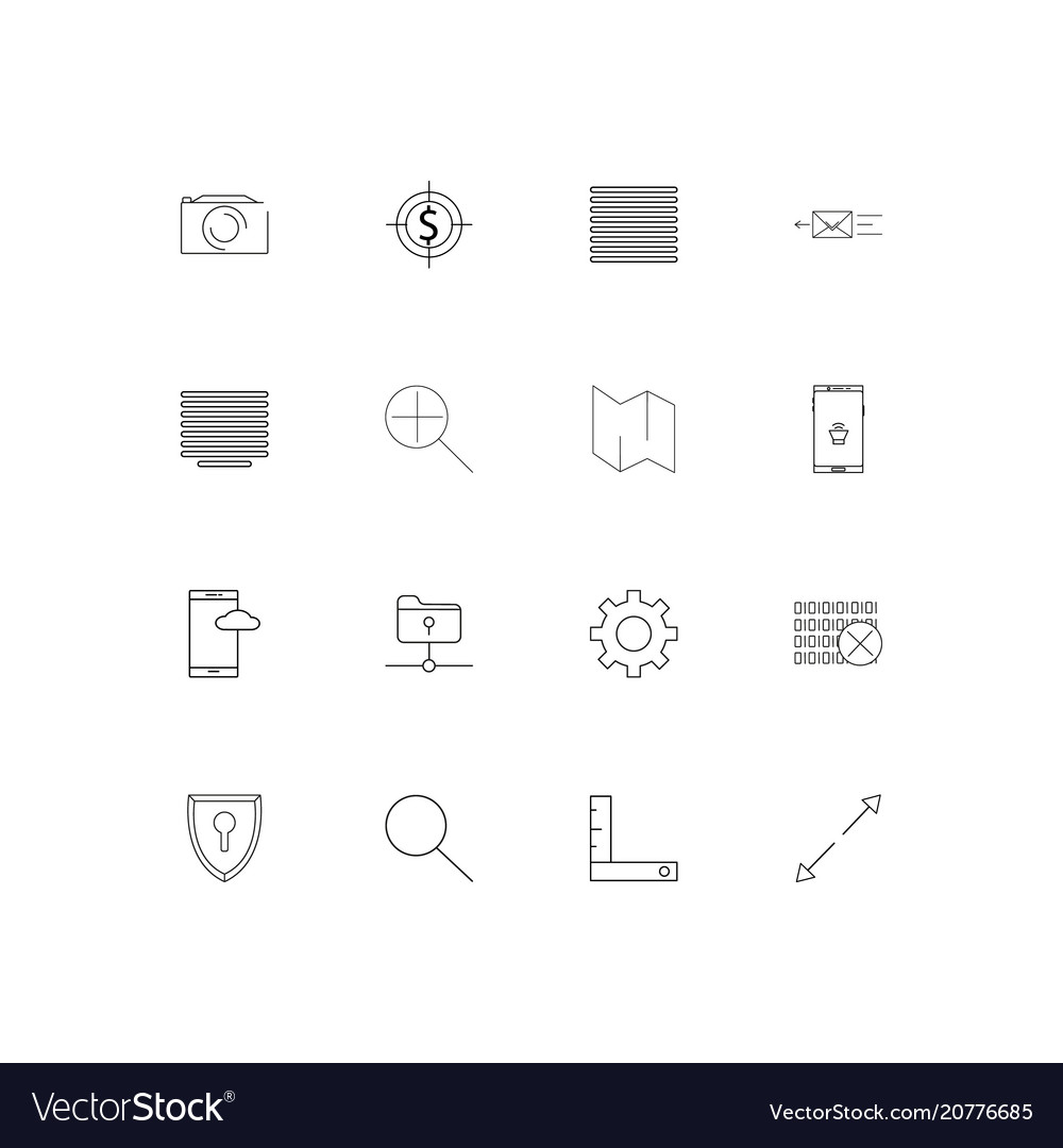 Web linear thin icons set outlined simple Vector Image Web linear thin icons set outlined simple