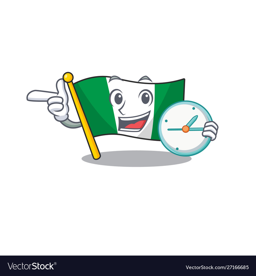 With clock flag nigeria isolated in character