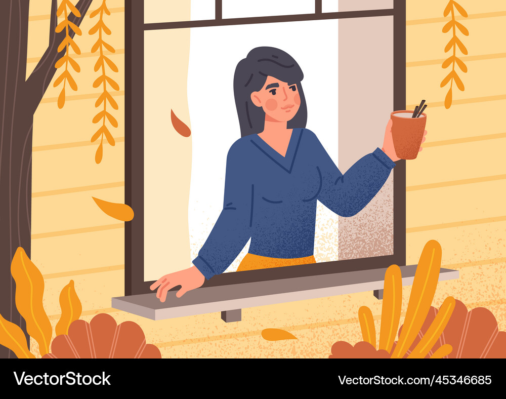 Woman in autumn Royalty Free Vector Image - VectorStock