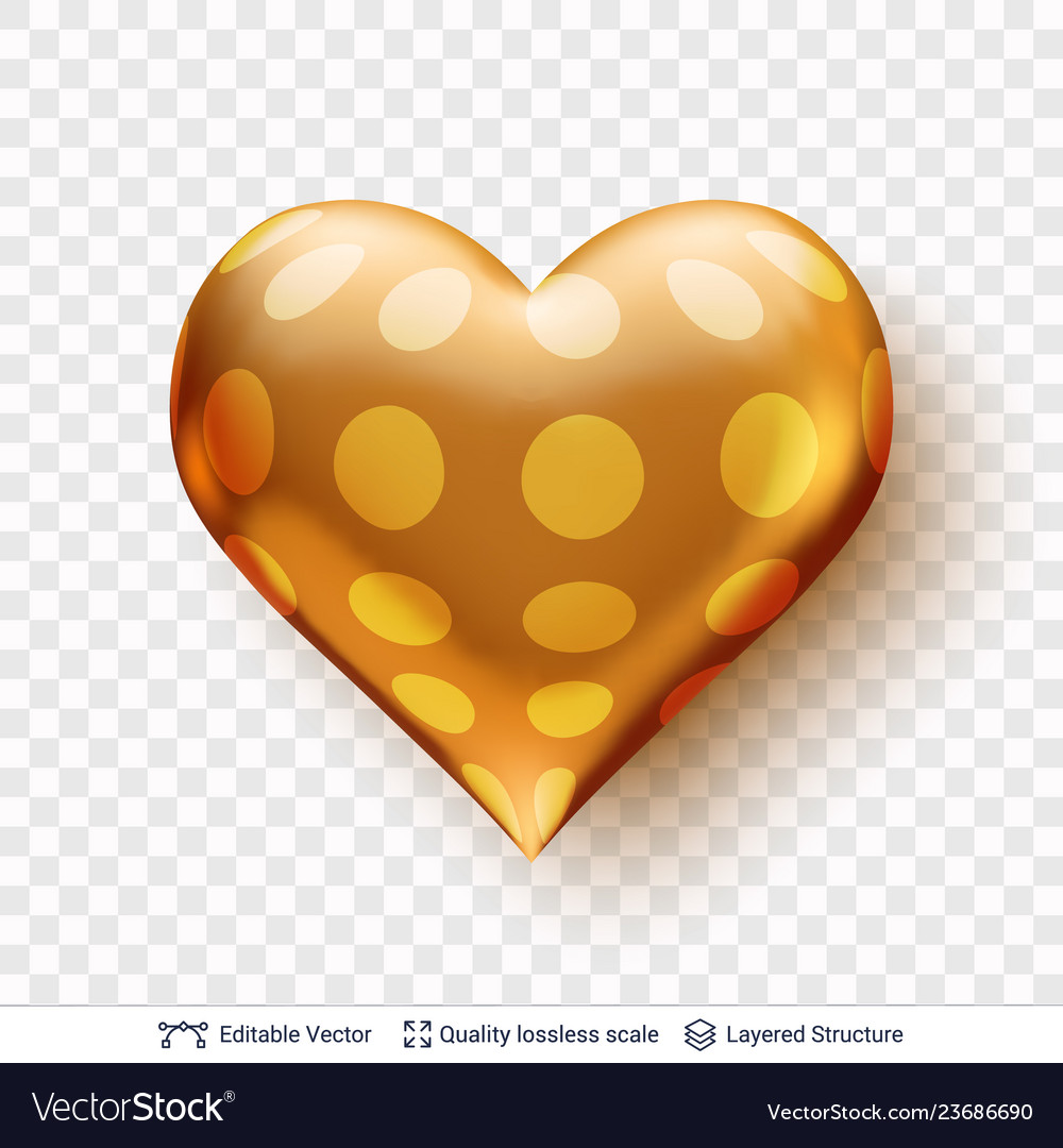 3d heart with pattern of golden circles