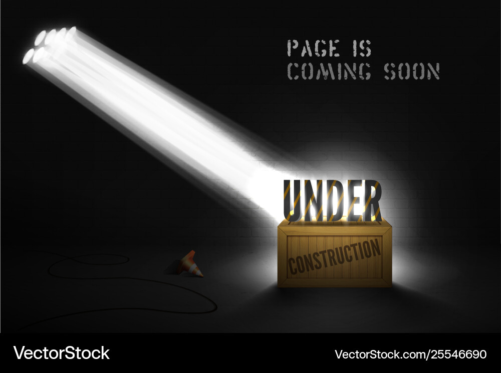 Banner Under Construction On Wood Box In Vector Image