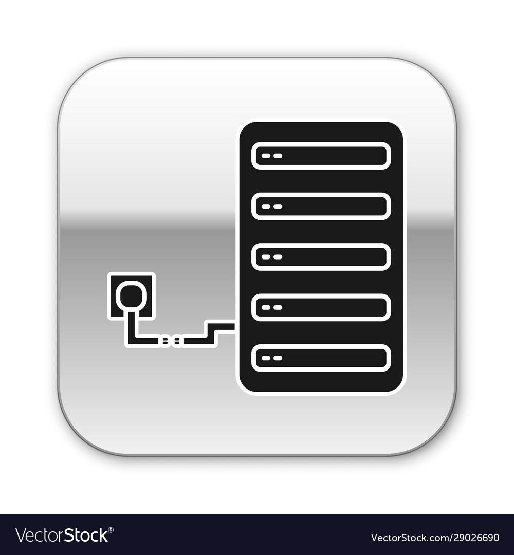 Black server icon isolated on white background