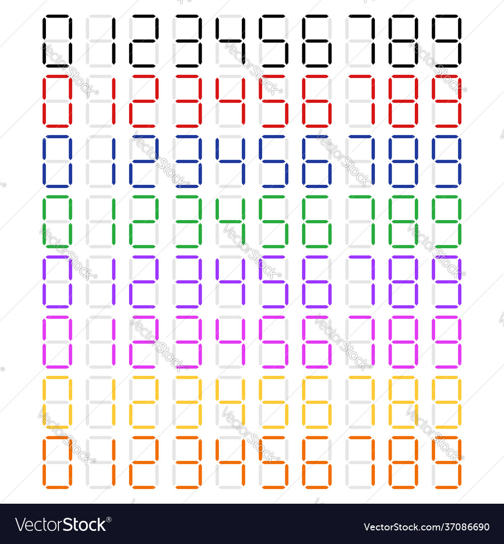 Digital display digits numbers numberals vector image Digital display digits numbers numberals