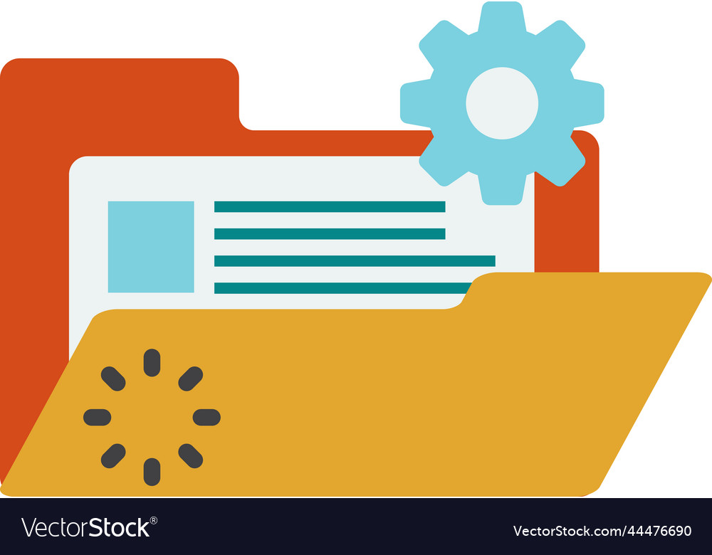 Document folder and cogs in minimal style
