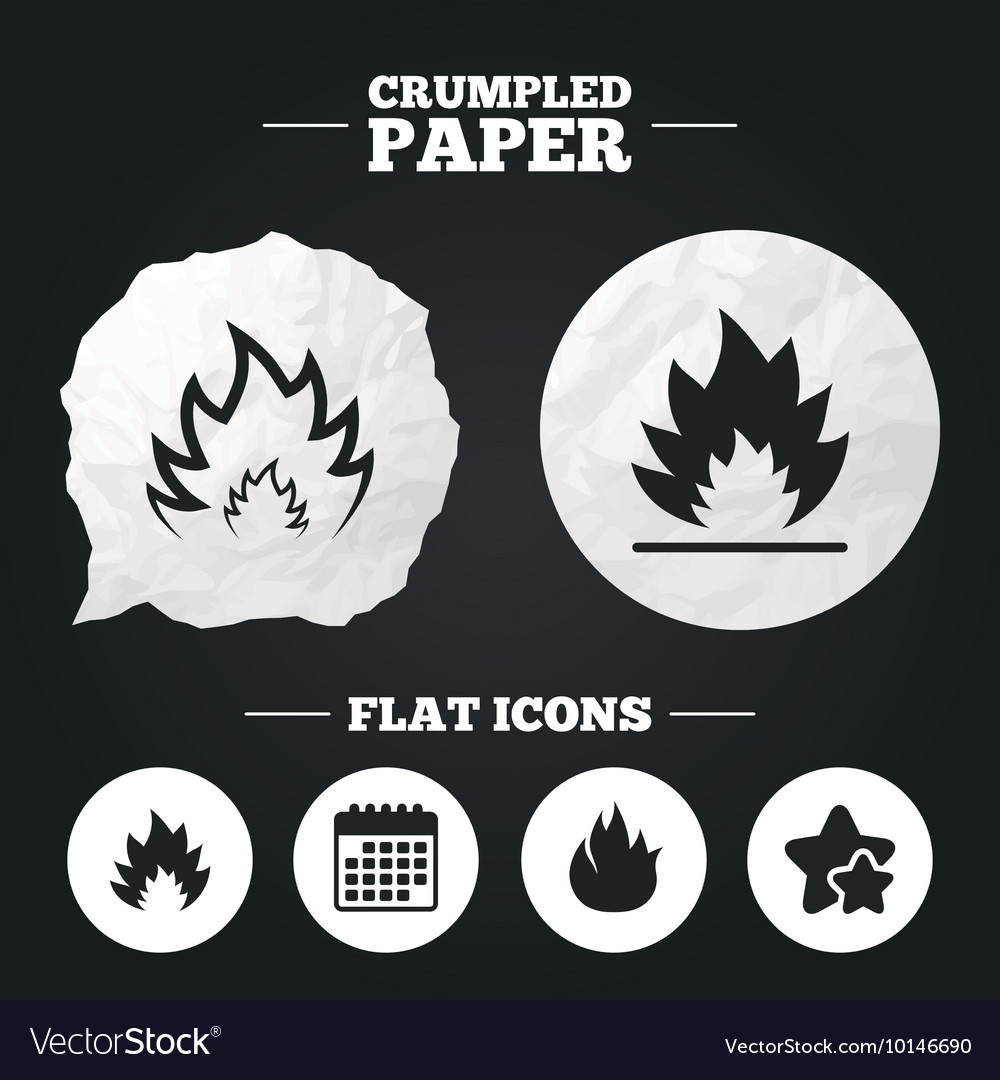 Fire flame icons heat signs