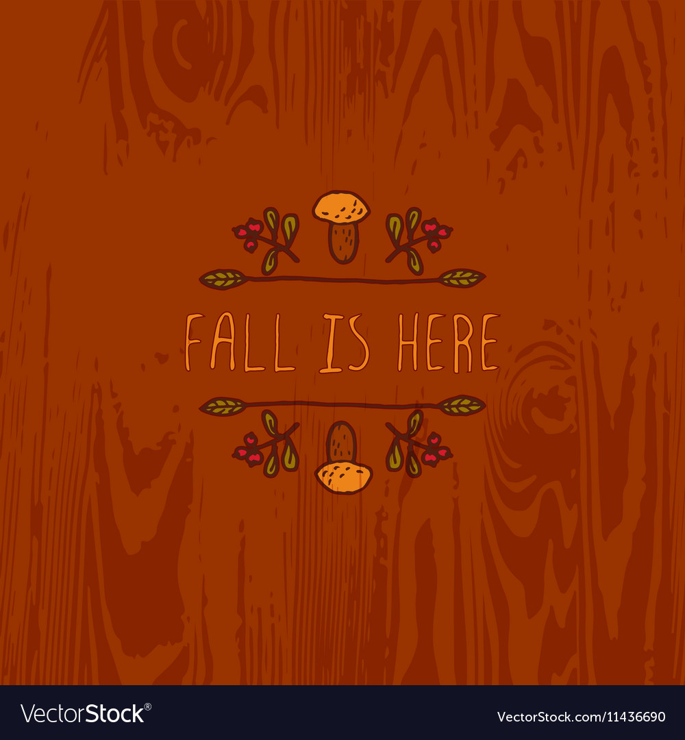 Handdrawn autumn element with text