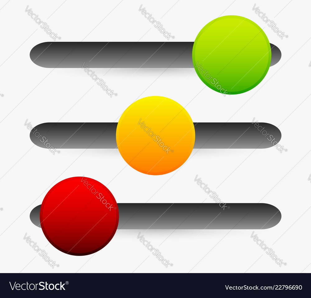 Horizontal sliders adjusters 3 state button vector image Horizontal sliders adjusters 3 state button