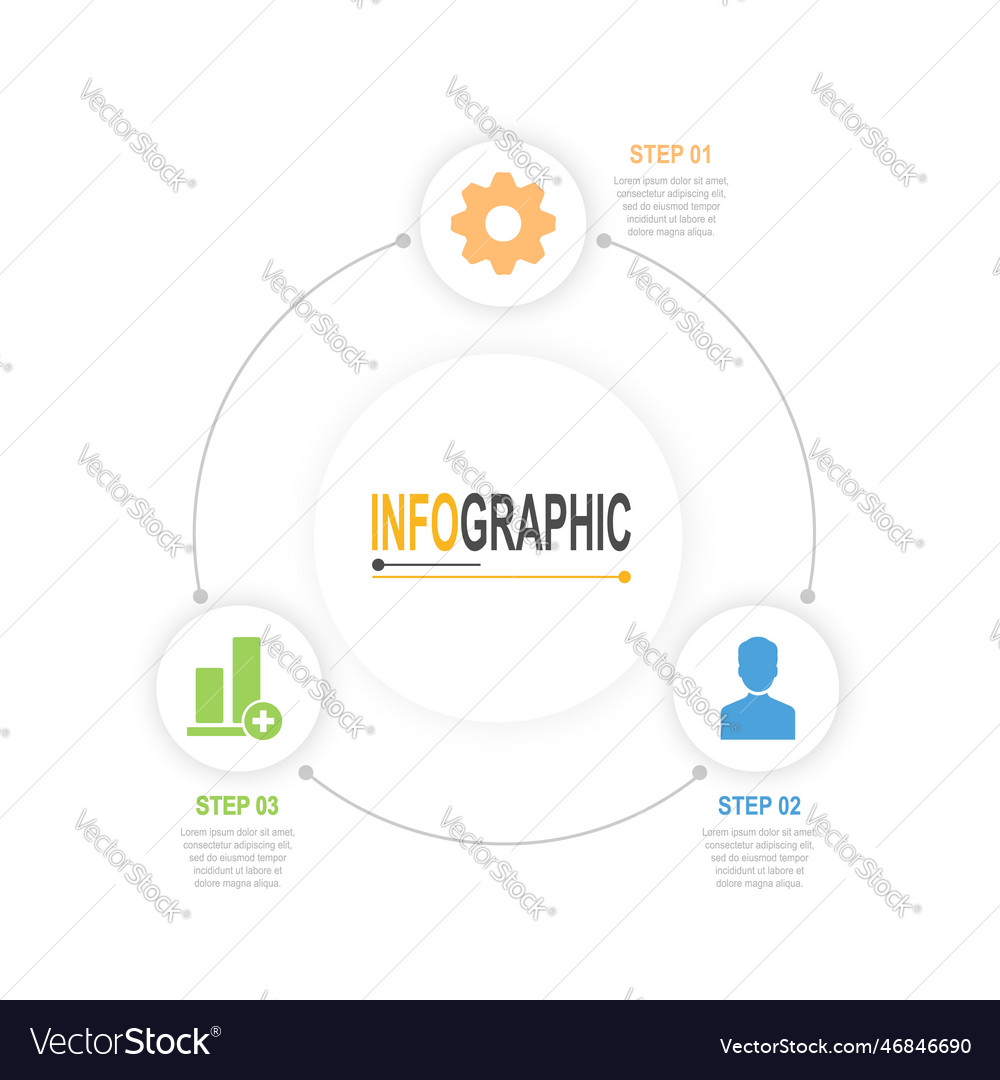 Infographic template 3 steps circular chart