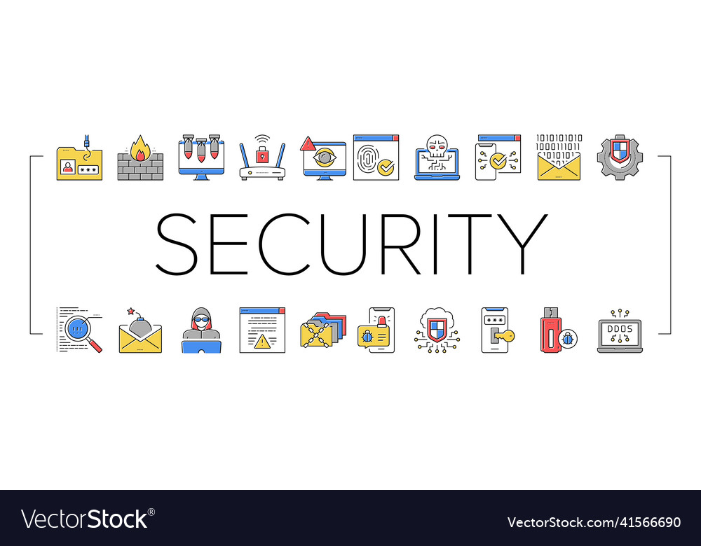 Internet security collection icons set vector image Internet security collection icons set