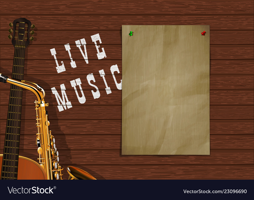 Music background with wooden planks