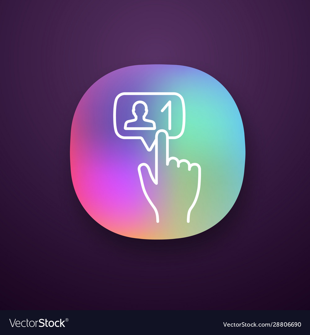 New follower button click app icon vector image New follower button click app icon
