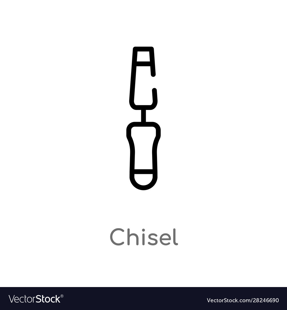 Outline chisel icon isolated black simple line